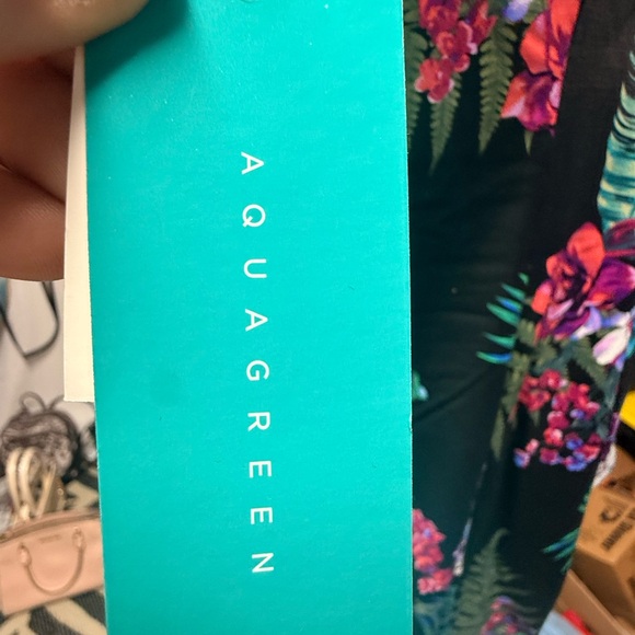 Aqua Green Tropical Floral Swimsuit - Picture 3 of 4